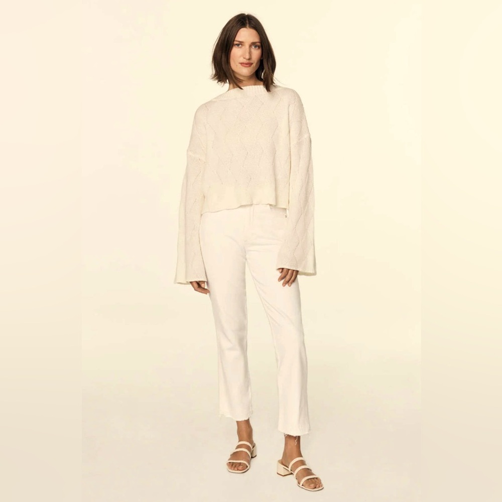 AMO Jeans Chloe Crop w/ Released Hem, White Sand, size 28